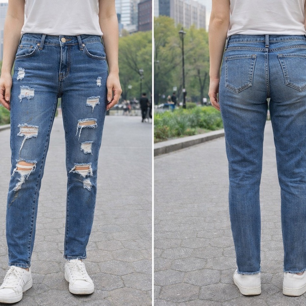 Urban Chic Blue Distressed Skinny Jeans for Women GUC